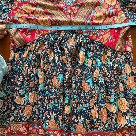 Boho Short Dress M Multi Pattern NWT Fall Western Vibes Viscose - Picture 5 of 7